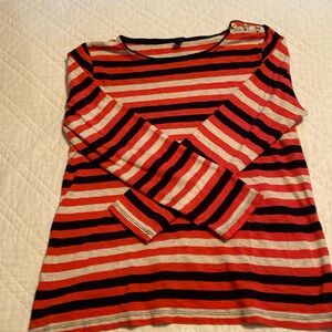 Jcrew striped jersey with gold buttons on left shoulder